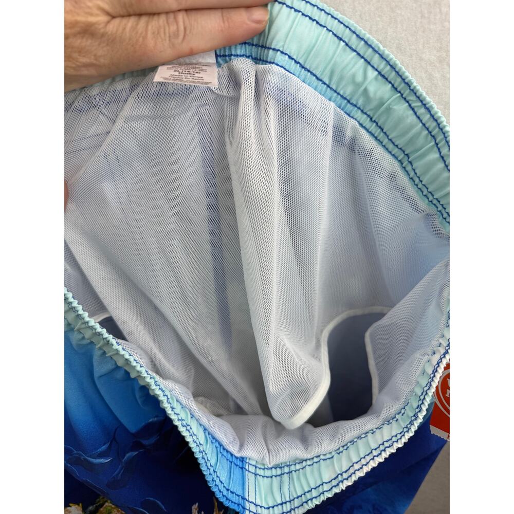 NWT Boys Wonder Nation Blue Lined Shark Fish Swim Trunk XL Beach Vacation‎ Comfy - Picture 7 of 9